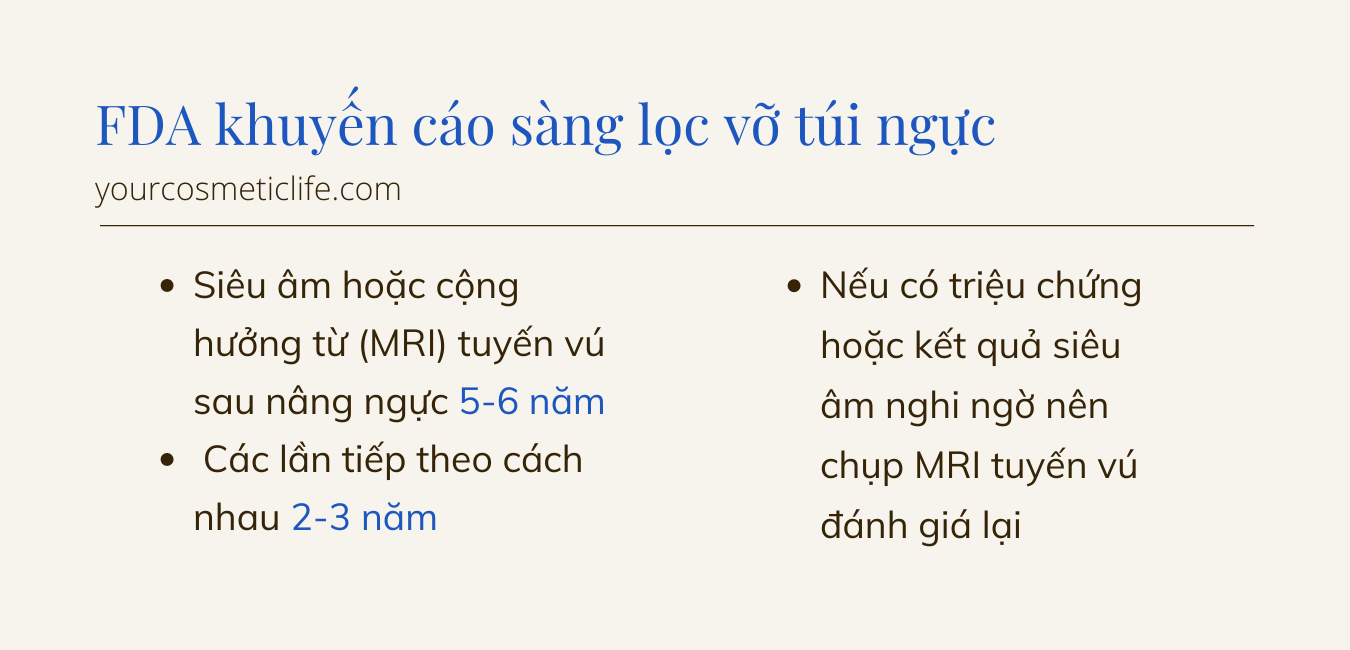 Sàng lọc vỡ túi ngực theo khuyến cáo FDA